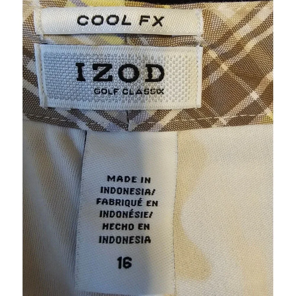 Golf Skirt Womens Sz 16 yellow/brown Skort, lined, front zip, Izod-pickleball - Picture 3 of 4
